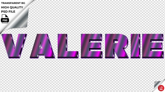 PSD valerie typography purple light text metalic psd transparent