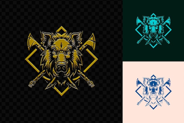 PSD valiant boar faction sigil logo with a charging boar complem psd vector design creative art concept