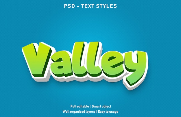 PSD valley teksteffecten stijl