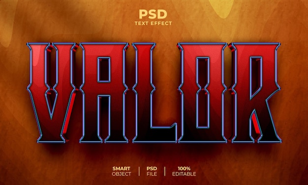 Редактируемый текстовый эффект valor 3d