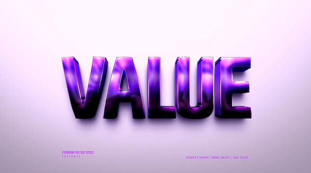 Value 3d editable premium psd text effect