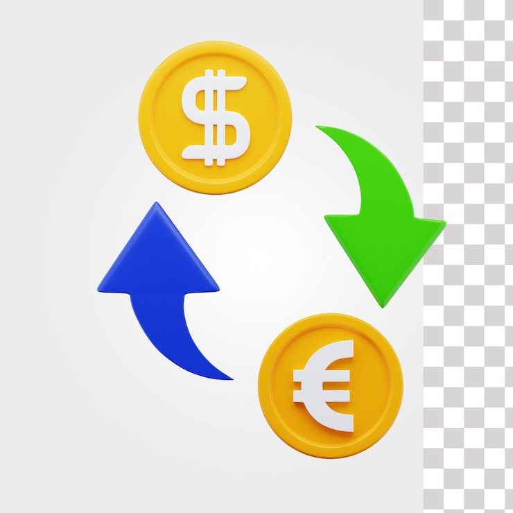 PSD valutaconversie 3d-pictogram