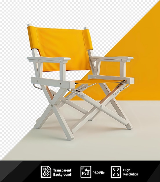 PSD van premium directeurstoel en gele stoel op witte vloer tegen gele muur png