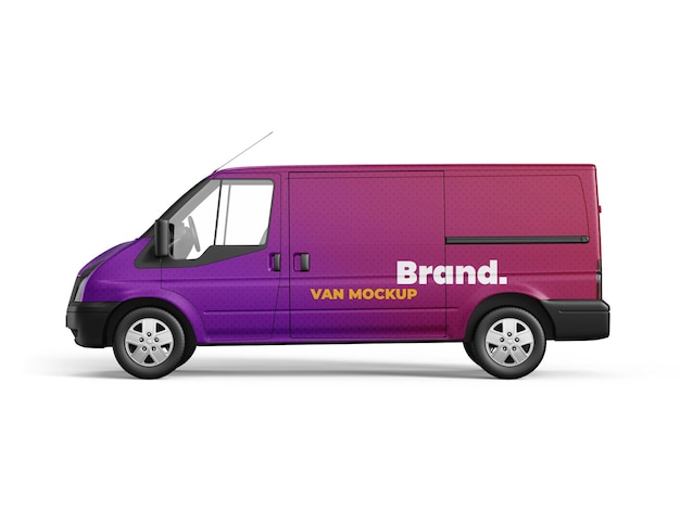 PSD van in side view mockup template