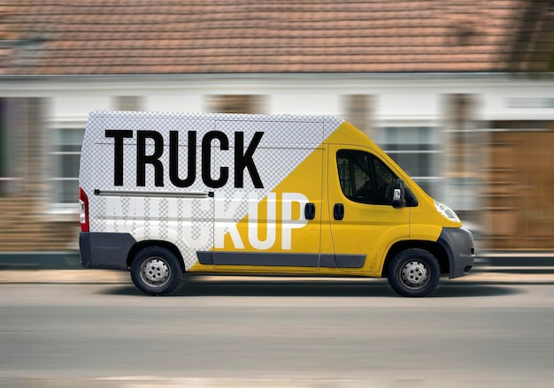Van Wrap Mockup Psd realistyczne nalepki handlowe dla pojazdów towarowych