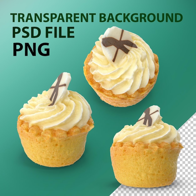 PSD vanilla cupcake with white chocolate png