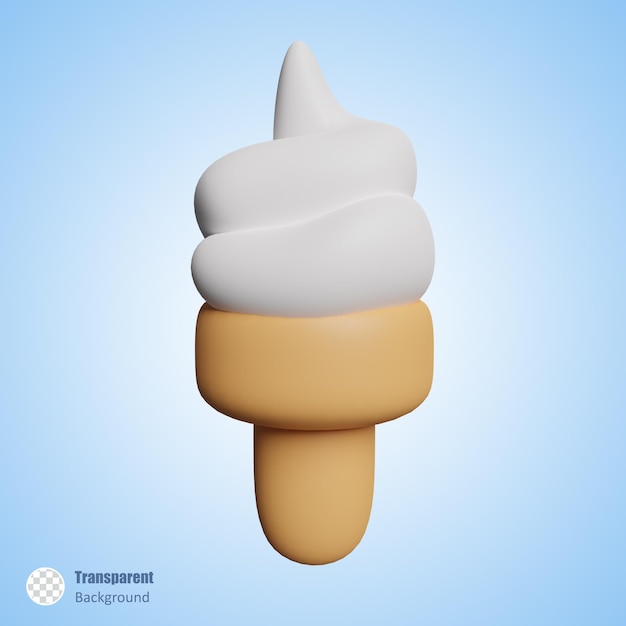 Vanilla ice cream cone in 3d render design