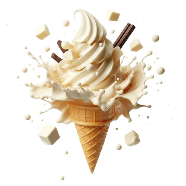 PSD vanilla ice cream cone splash