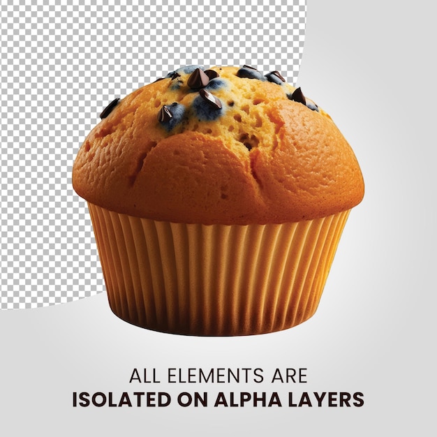 PSD vanilla muffin chocolate on top isolated on alpha layers png