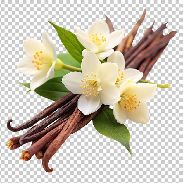 PSD 透明な背景にジャスミンの花が付いているバニラ