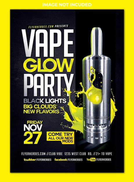 PSD vape glow party flyer template