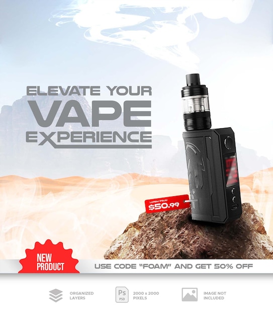 PSD vapes store sale social media post