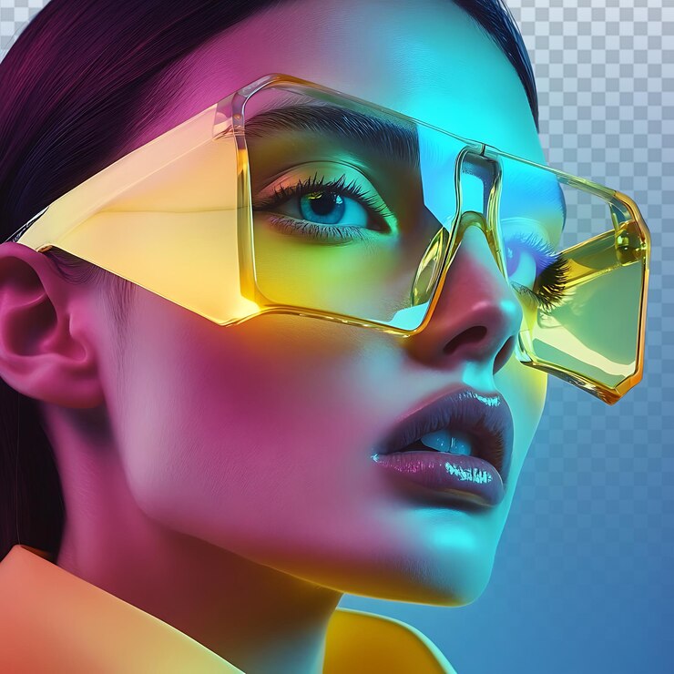 PSD vaporwave кубизм гипермодерн очки в ледяном желтом teal