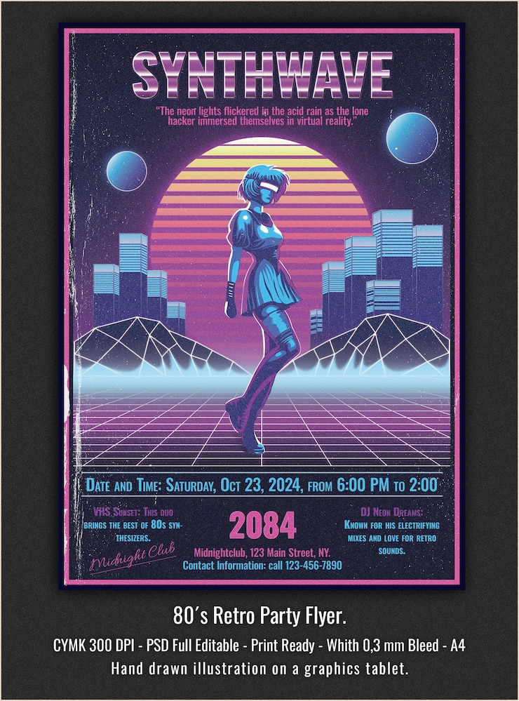 PSD vaporwave event flyer