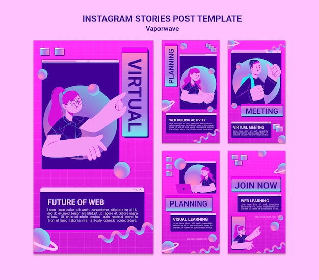 PSD vaporwave social media stories