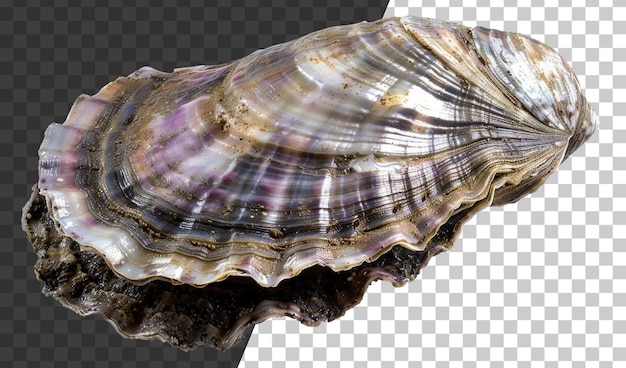 PSD variegated texture of a natural oyster shell on transparent background stock png