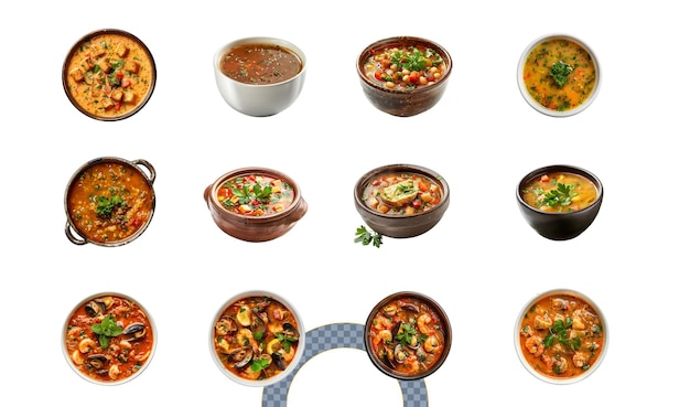 variety of delicious soups