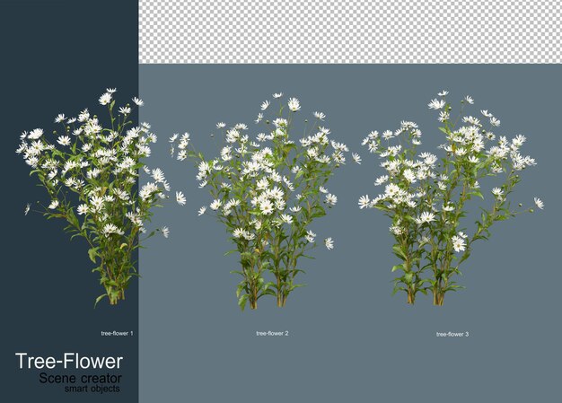 PSD variety of flowers and trees