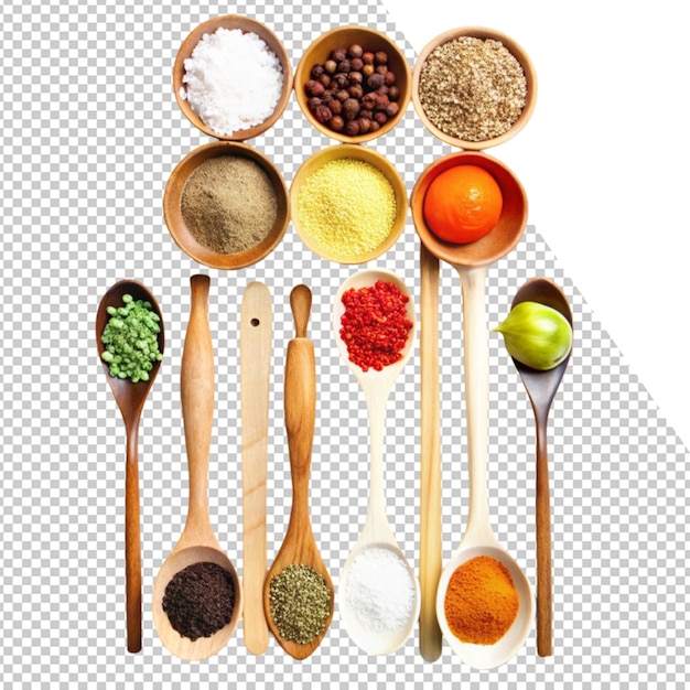 a variety of food including rice herbs and spices