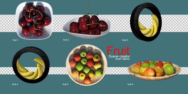 PSD variety of fruits