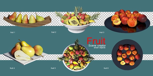 PSD variety of fruits