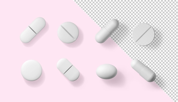 PSD variety of medicine pills mockup