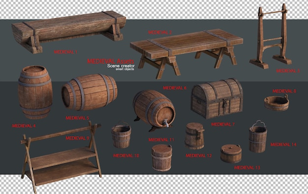 A variety of medieval assets.