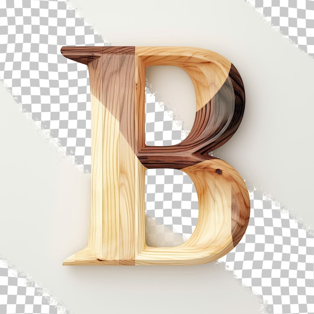 PSD Разнообразие деревянной буквы b с реалистичной деревянной текстурой в разных оттенках на прозрачном фоне