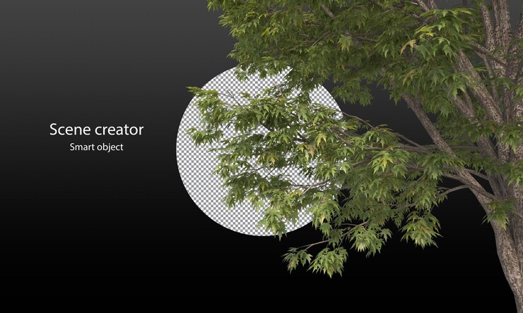 PSD variety of plants isolated trees clipping path
