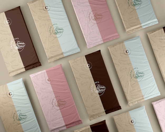 Variety of plastic packaging for chocolate