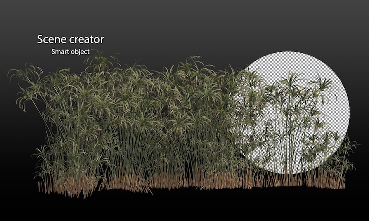 PSD variety of small plants and trees isolated small plants clipping path
