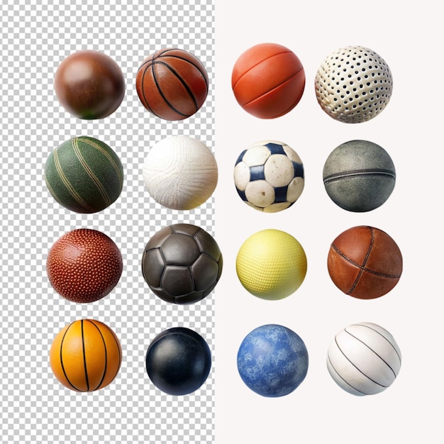 A variety of sports balls including one that has the number 3 on it