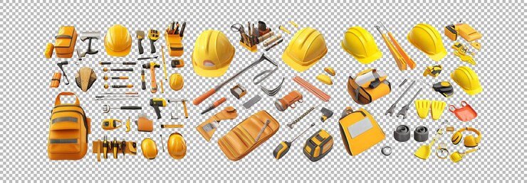 PSD 黄色い 建設 工具 と 装備 の 種類