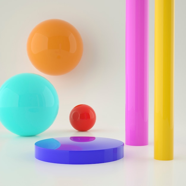 Värikäs sarja Holografinen 3D-geometrinen näyttämö tuotesijoittelulle taustalla ja muokattavalla värillä