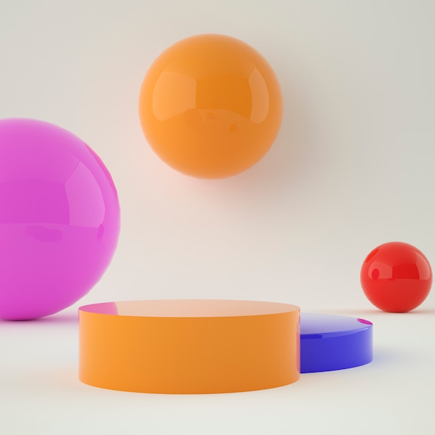 Värikäs sarja Holografinen 3D-geometrinen näyttämö tuotesijoittelulle taustalla ja muokattavalla värillä