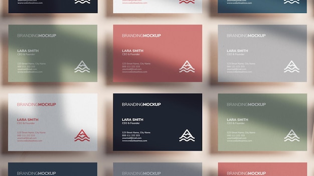 Various colorful business card mockup in 3d rendering