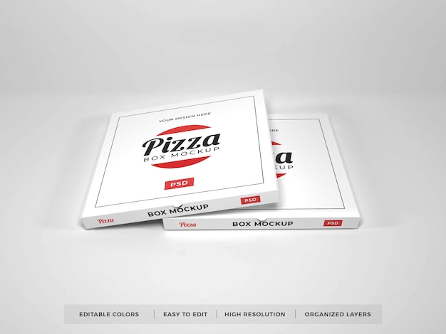 Varie scatole per pizza realistiche mockup Psd Premium