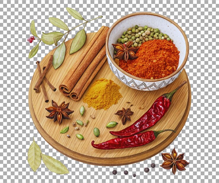 PSD various spices in bowl lay