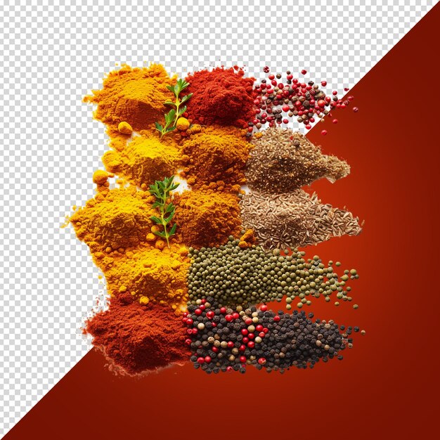 PSD various spices isolated on white background