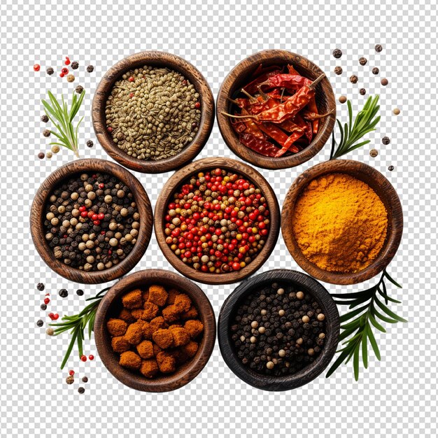 PSD various spices isolated on white