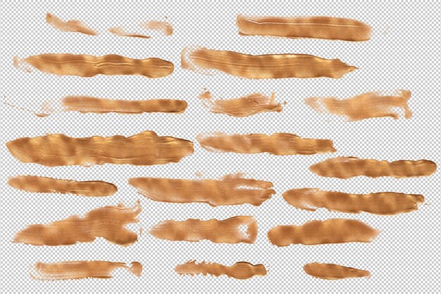 PSD various strokes of brown water color paint on white background vector illustration