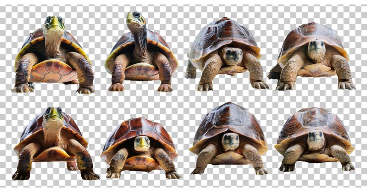 PSD various turtles on transparent background