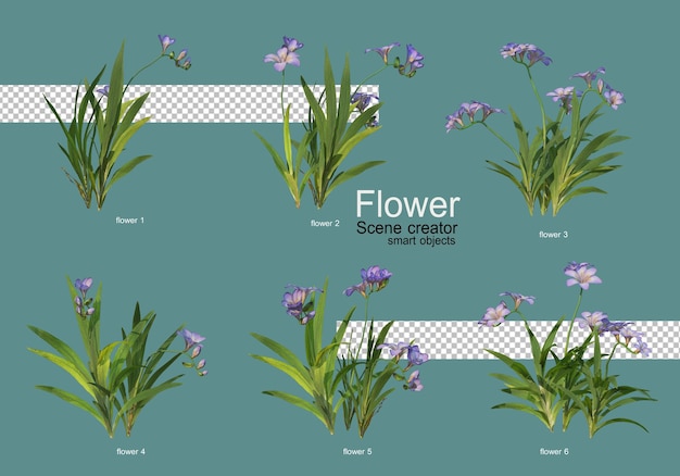 PSD さまざまな種類の花さまざまな形