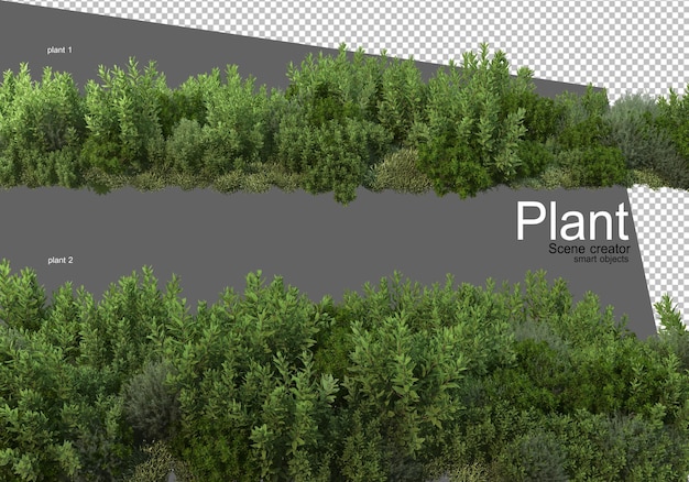 PSD さまざまな種類の低木のレンダリング分離