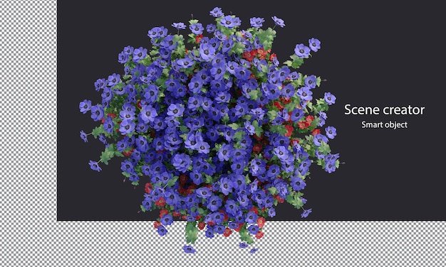 さまざまな種類の木の小さな植物の茂み低木と花の分離レンダリング