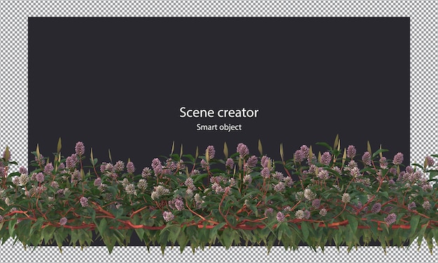 さまざまな種類の木の小さな植物の茂み低木と花の分離レンダリング