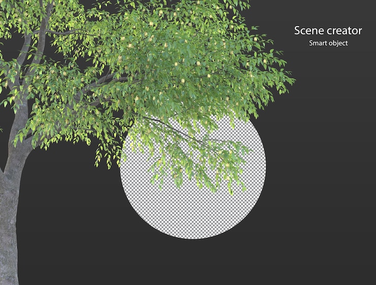 PSD various types of tree branch plants bushes shrub and and small plants isolated rendering