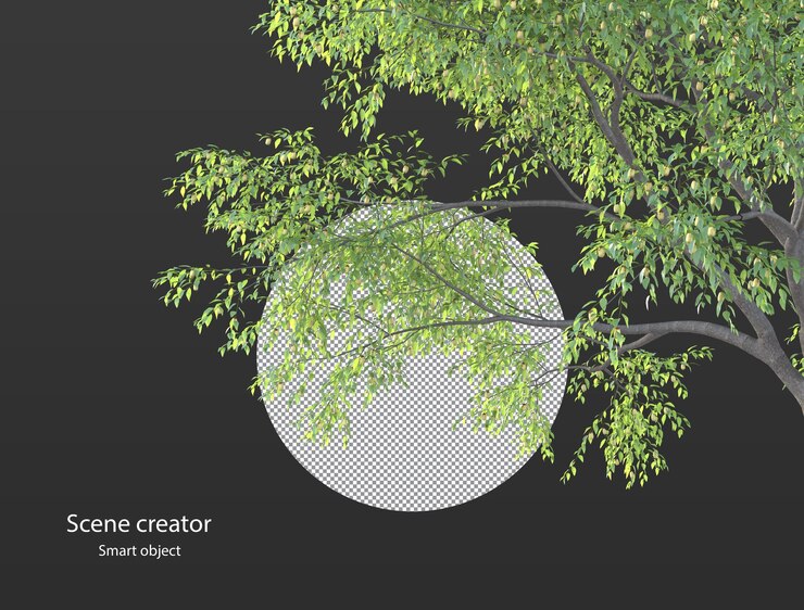 PSD various types of tree branch plants bushes shrub and and small plants isolated rendering