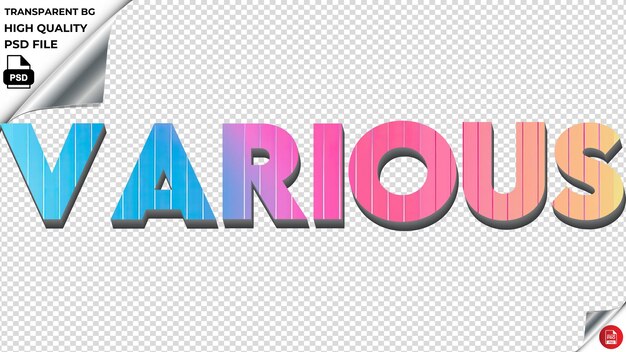 Diverse tipografie arcobaleno colorato text texture psd trasparente