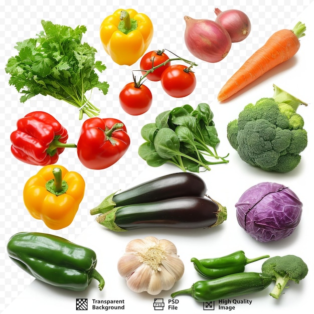 PSD various vegetables isolated on the white isolated background